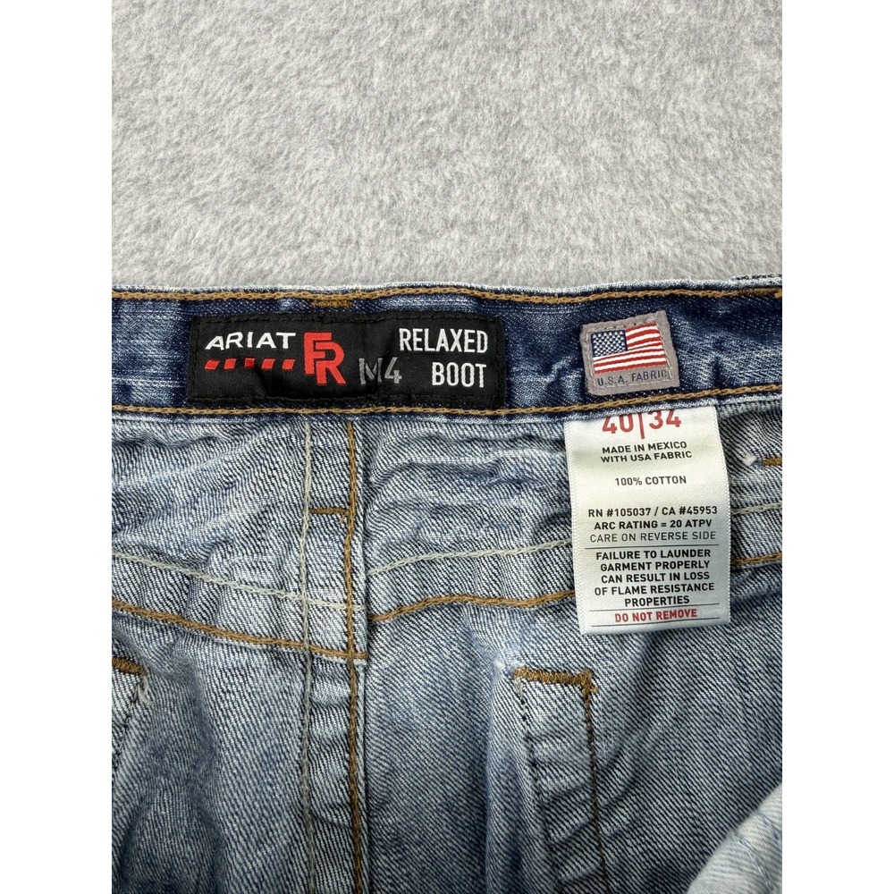 Ariat FR Jeans Men 40x33 Blue Denim M4 Boot Workwear Fire Resistant Lineman - Picture 11 of 13
